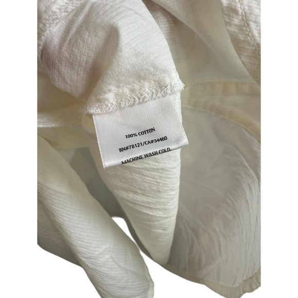 Eileen Fisher Shirt Womens Large White Button Front Tunic 3/4 Sleeve Pockets - Picture 3 of 6